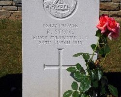 Headstone, Robert Evans STONE, St. Souplet British Cemetery Headstone, Robert Evans STONE, St. Souplet British Cemetery