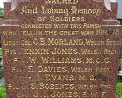 Pte G Gibson's Name on the Cilcennin War Memorial